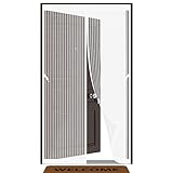 Magnetische Fliegengittertür, 221 x 264,2 cm, einfach zu installieren, Insektenschutzvorhang für Balkon, Terrasse, weißer Fliegenschutz für Wohnungen, Kellertüren, hält frische Luft im Insekten fern