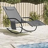 Xichuzi Schaukelliege Grau Stahl und Textilene, Liegestuhl Balkon, Gartenliege, Sonnenliege, Deckchair, Saunaliege, Liegesessel, Liege Outdoor, Sonnenstuhl,