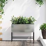 Fangmaliuyun Hochbeet Balkon 60 x 26 x 45 cm Silber verzinkter Stahl Modernes Design Robust & UV-beständiger Pflanzkasten für Garten Terrasse und kleine Balkone