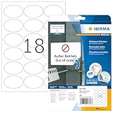 HERMA 4358 Universal Etiketten ablösbar, 25 Blatt, 63,5 x 42,3 mm, 18 pro A4 Bogen, 450 Stück, selbstklebend, bedruckbar, matt, blanko Papier Klebeetiketten Aufkleber, weiß