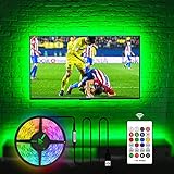 HAMLITE USB TV Hintergrundbeleuchtung für 70 75 80 82 Zoll Fernseher, 5.5M LED Streifen Hintergrundbeleuchtung mit RF Fernbedienung, DIY Farbwechsel TV Hintergrundbeleuchtung