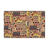 ZERAOKE Afrikanische Textil-Patchwork-Teppiche für den Eingangsbereich, rutschfest, saugfähig, waschbar, Plüsch, zottelig, weich, Fußmatte, Bodenteppich für Eingang, Heimdekoration