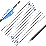 SHARROW Bogenschießen Carbonpfeile 31 Zoll Bogenpfeile Jagd Carbon Pfeile für Bogen Spine 1000 Pfeile aus Carbon Jagdpfeile Zielpfeile für Recurvebogen (12 Stück, Blau)