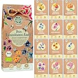 Bio Bienen Blumen Samen Set – 12 Sorten samenfeste Bio Blumensamen – mit extra viel Blumen Saatgut für deine Bienen. Schönes Pflanzensamen Set mit Wildblumensamen als Gastgeschenk.