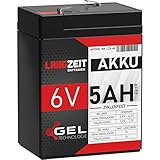 LANGZEIT 6V Akku 5Ah GEL Profi Blei Akku für Kinderauto Elektroauto USV UPS extrem zyklenfest vorgeladen auslaufsicher ersetzt 4Ah 4,5Ah