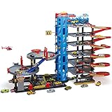 Parkgarage Spielset mit Autos und viel Zubehör für Kinder Autogarage Parkhaus Garage Spielzeugautos teilweise mit Hubschrauber mit Tankstelle