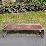 JXYQZD Gartenbank Aus Edelstahl, Rückenfreie Bank Aus Kunststoff Holz, Parkbank-Gartenmöbel, für Park, Garten, Terrasse und Lounge (Tragfähigkeit 500 Kg)(100x40x45cm)