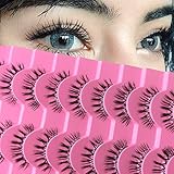 10 Paare 3D Falsche Wimpern, Künstliche Wimpern Natürlichen Look Handgemachte Transparente Stiel Leichte Kurze Wimpern Set, Echthaarwimpern das tägliche Make-up/Arbeit/Dating/Party(P-H4)