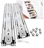 Schwerlastauszug 2 Stück Schubladenschienen Vollauszug 250 300 350 400 450 500 600 700 800 900 1000 mm Schubladenauszug Schienen für Schubladen Tragkraft 68 kg 1 Paar (Without Lock, 300mm）