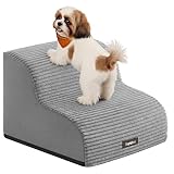 Feandrea Hundetreppe, 2 Stufen, Haustiertreppe, für kleine Hunde, Bett, Sofa, wasserdichte Katzentreppe, rutschfest, gringe Neigung, Abnehmbarer waschbarer Bezug, Griff, Taubengrau PPS002G01