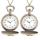 FOMIYES 2 Stücke Vintage Neckholder-Taschenuhr Vintage taschenuhren Taschenuhr Halskette Quarz -Taschenuhr Taschenuhr mit Anhänger Golden