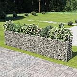 Gabionen-Hochbeet Verzinkter Stahl 450×50×100 cm, Gabione Steingabionen Steinkorb Wand Hochbeet für Balkon Terrasse Gartenbegrenzung143564