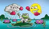 Fahne Flagge Wetterfrosch Frosch (Garten, Blumen, Sonne, Wolken, Boxer) 90x150 cm Hissfahne mit Ösen