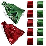 MALUGOGO 12 x Folienbeutel mit Kordelzug und sicherem Verschluss, holografische Geschenkbeutel für Feiertage, Partys, vielseitige Geschenktüten für Süßigkeiten und kleine Süßigkeiten