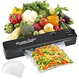 Nuxory Vakuumiergerät, Vakuumierer für Lebensmittel mit 20 Vakuumierbeutel, Vakuumiergerät Profi für Trockene Oder Feuchte Lebensmittel, Lebensmittel bleiben vakuumiert bis zu 7x Länger Frisch