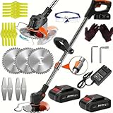 Akku-Rasentrimmer, batteriebetriebener Rasentrimmer mit 24 V, elektrischer Rasentrimmer ohne Kabel,mit 3 Arten von Klingen, 3 in 1 Verstellbarer Kopf und Teleskopgriff (Schwarz)