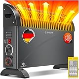 KESSER Konvektor 2000 Watt Heizgerät, 24h Timer | mit Frostwächter | stufenlose Thermosteuerung | Turbo Heizung | 3 Stufen | Tragemulden | Anthrazit