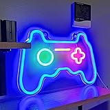SOLIDEE Neon Sign Gaming Neon Schild Dimmbar Leuchtreklame LED Zimmer Deko Gamepad Leuchtschrift für Wand Game Room Spielzimmer jugendzimmer Bar Geschenk Party Dekoration(blau)