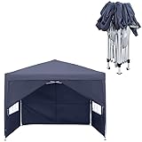 YUENFONG Pavillon 2.5x2.5m Gartenpavillon Wasserdicht Faltpavillon mit 4 Seitenteilen, Gartenzelt UV-Schutz Pavillon, für Garten, Freien, Partyzelt, Dunkelgrün