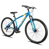 HILAND Mountainbike MTB Hardtail mit 29 Zoll Speichenrädern 482MM Aluminiumrahmen 21 Gang Schaltung schaltwerk Scheibenbremse Federgabel Herren Damen blau