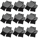 Ciieeo Fingerlose Arbeitshandschuhe aus Nylon 15 Paar Halbfingerige Rutschfeste Handschuhe mit Punktbeschichteter Oberfläche für Gartenarbeit und Laufen