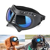 NAMSAN Hundebrille Sonnenbrillen Augenschutz Mit Verstellbare Träger Mode Schutzbrille für Kleine/Mittlere Hunde - Blau