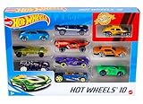 Hot Wheels 1:64 Die-Cast Auto Geschenkset, je 10 Spielzeugautos, zufällige Auswahl, Spielzeug Autos ab 3 Jahren, 10er Pack, Mehrfarbig, 54886