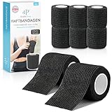 Selbstklebender Verband - 8x Pflaster Rolle (5,0cm x 4,5m) - Original Health Press Verbandsmaterial - Elastische Bandage - Haftbandage selbstklebend (Schwarz, 8 Rollen)…