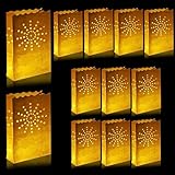 12 Stück Papier Lichttüten weiße Lichtertüten Papier Lichttüten Weihnachten Kerzentüten Lichtertüten Candle Bags für Dekoration, Geburtstag, Weihnachten, Straßenfest, Hochzeit