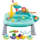 Ark miido Küchenspüle Spielzeug mit fließendem Wasser, kinderwaschbecken mit Wasserhahn, Waschbecken Spielzeug für die Spielküche, schwimmendes Angelspielzeug für Wasserspiel