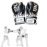 PLUS PO Kinder Boxhandschuhe Muay Thai Sparring, Training Kampfsport, Punchinghandschuhe Coachinghandschuhe Für Jungen, Mädchen Black,Child