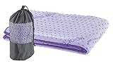 PEARL Sports Sporthandtuch mit Noppen: 2in1-Mikrofaser-Yoga-Handtuch & Auflage, saugfähig, rutschfest, lila (Yogahandtuch mit Noppen, Yogatuch rutschfest, Outdoor unterwegs)