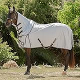 Equinavia Aktiv Athletic Fliegendecke mit abnehmbarem Hals, ultraleichtes Polygewebe, erweiterter Schutz, Silbergrau, 183 cm