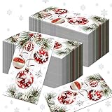 40 Stück Weihnachten Servietten Christmas Paper Napkins Weihnachtsballons Papierservietten Christmas Servietten Christmas Party Tableware Set Weihnachtliche Tischdekoration (Rot)