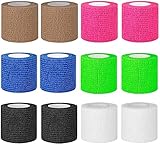 YOLAISI 12 Rollen 5 cm Selbstklebender Verband, Elastischer Selbsthaftende Cohesive Bandage, Farb Haftbandage Fixierbinde Selbstklebend für Hand, Zehen und Füße, Fingerpflaster