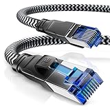 CSL - CAT 8 Netzwerkkabel 40 Gbits - 2m - Baumwollmantel - LAN Kabel Patchkabel Datenkabel RJ45 - CAT 8 Gigabit Ethernet Cable - 40000 Mbits Geschwindigkeit - S/FTP PIMF Schirmung - schwarz