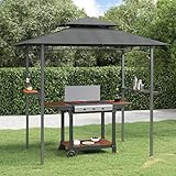 Willood Grillpavillon mit Seitenregalen Anthrazit 240x150x243 cm Stahl wasserdicht,stabil,Garten