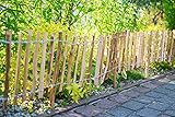 Sevico Staketenzaun imprägniert Haselnuss Holzzaun Haselnussholz Zaunlatte Rollzaun Kastanienzaun Gartenzaun 35 cm x 5m+ Pflock, Lattenabstand: 3-4 cm