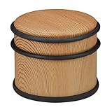 Relaxdays Türstopper, für schwere Türen & Fenster, Edelstahl & Gummi, Holzoptik, hoher Bodenpuffer, ∅ 9,5 cm, braun, 1 Stück