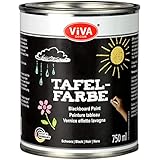 Viva Decor Tafelfarbe Schwarz (750 ml, Schwarz) Blackboard Paint - Tafellack - sehr gut deckende schwarze Wandfarbe, beschreibbar und abwischbar - Made in Germany