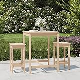 CFODOJ Outdoor Möbel Sets-home-3-teiliges Gartenbar-Set Massivholz Kiefer