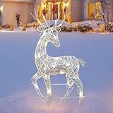 Rentiere Weihnachten Deko Aussen, Weihnachtsdeko Aussen, LED Rentier Familie, Groß Beleuchtete Rentier, Wasserdichte Warmweiß Außenbeleuchtung Weihnachten, Weihnachtsbeleuchtung Aussen Für Garten