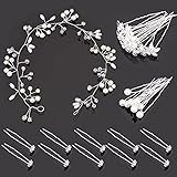 30 Stk Kristallblume Haarnadel und 1 Perlkristall Stirnband Brautblumenkristall Strass U-förmige Haarnadeln Hochzeit Haarschmuck Pearl Flower Haarnadeln Zubehör Alltagskleidung Frauen Mädchen