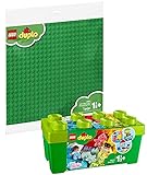 BRICKCOMPLETE Lego Duplo 2er Set: 10913 Steinebox & 2304 Große Bauplatte, grün