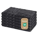 Lavea® 5er Set Gästehandtücher 30x50 cm – Weiche und Saugstarke Gästetücher aus 100% Baumwolle, Frottierserie Elena – Waschbar und Strapazierfähig - Anthrazit