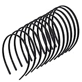 Kunststoff Stirnband 12 Stück Einfach Haarreife mit Anti-Rutsch Zähne DIY Haarschmuck Haarbänder für Frauen und Mädchen, Breite 8 mm Schwarz
