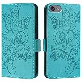 LEMAXELERS Handyhülle für Apple iPod Touch 7 Hülle RFID Flip klapphülle Brieftasche Kartenfach Ständer Stoßfeste Lederhülle Tasche Magnet Cover für iPod Touch 7/6 / 5 Himmel Blau YBMG.
