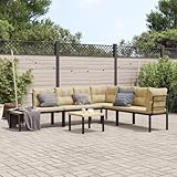 Gecheer Gartenbank-Set 5-TLG. Schwarz Pulverbeschichteter Stahl