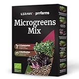 LERAVA® x Profarms - Microgreens Mix [BIO] - 6er Set sprossen samen inkl. Hanfplatten für Anzuchtschalen - Brokkolisprossen, Rucola, Rettich, Radieschen, Erbsen und Knoblauch - Keimsprossen box
