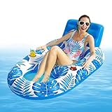 Aufblasbarer Pool-Schwimmer - Pool-Lounge-Sessel - Aufblasbarer Liegestuhl | Wasserfloß Floß Multifunktionaler Bräunungsschwimmer Pool Lounge Stuhl für Garten, Hinterhof, Pool, Strand